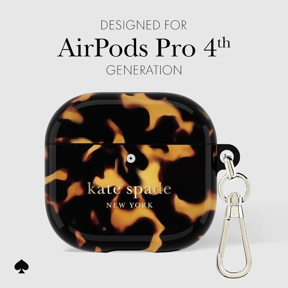 AirPods 4 Protective Case with Keychain Ring Transparent Tortoise Compatible - Picture 5 of 6